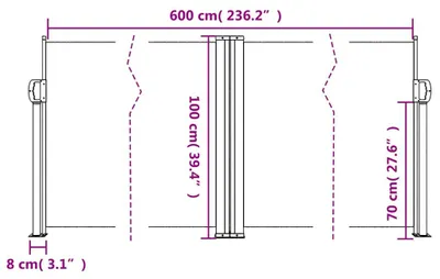 Produktbild von vidaXL Seitenmarkise Ausziehbar Anthrazit 100x600 cm