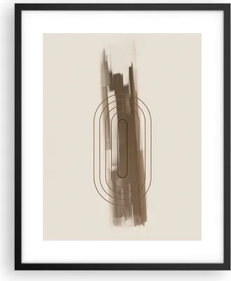 Produktbild von Gerahmtes Poster - Schwarzer Rahmen - Abstraktion Oval Braun - 40x50 cm - Wand Bild - Wanddeko - Wandbilder - Kunstposter - Wandposter - Bilderrahmen - Bilder - Kunstdruck - Wandbild - P2BPA40x50-4295