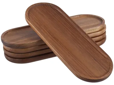 Obrázek produktu pro Solidchoice – Sada 5 oválných podnosů z dřeva, rozměry 29 x 10,5 cm
