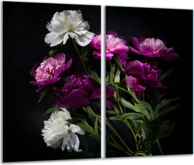 Image de Plaques de recouvrement pour cuisinière 2 pièces 30x52 Couverture de plaque vitrocéramique verre fleurs