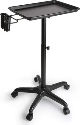 Produktbild von Friseur Arbeitswagen Aluminium Friseurwagen Schwarz Beweglich Wagen für Friseur Bedienungswagen 45*33cm