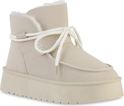 Produktbild von VAN HILL Damen Warm Gefütterte Winter Boots Stiefeletten Bequeme Schuhe 841476, Farbe: Beige, Größe: 37