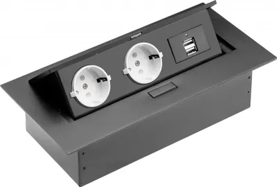 Image de Bloc multiprise encastrable GTV 2 ports USB Noir