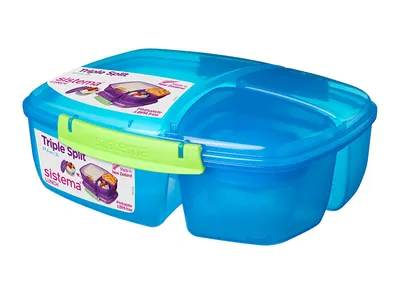Produktbild von Sistema Lunchbox/Brotdose Triple Split mit Joghurtbehälter, Brotdose, Gemischte Farben, Einfarbig, Rechteckig, Neuseeland, 2 l