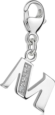 Produktbild von MATERIA by Matthias Wagner M Buchstabe Charms Anhänger Alphabet Silber 925 mit 3 Zirkonia C63