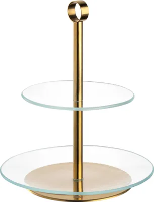 Produktbild von LEONARDO Etagere CENA gold 2-teilig, Servierstand, Glas, Metall, Gold, Transparent, Rund, 20,8 cm, 260 mm