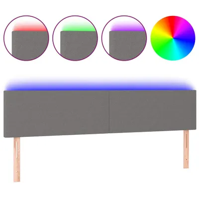 Image de vidaXL Tête de lit LED gris foncé 180x5x78/88 cm Tissu
