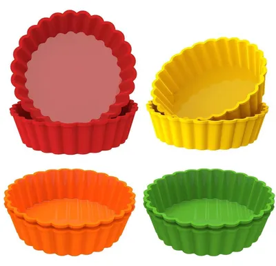 Produktbild von Mini Tarteform Silikon 8 Stück 10 cm Rund Geriffelt für Tarte Quiche Pie