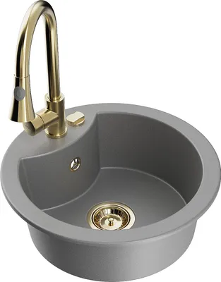 Image de Mexen Diego 1 bac en granit avec mitigeur Elia, Gris - 6512-71-670101-50