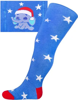 Immagine prodotto di Collant natalizi in cotone New Baby blu con elefante, taglia.