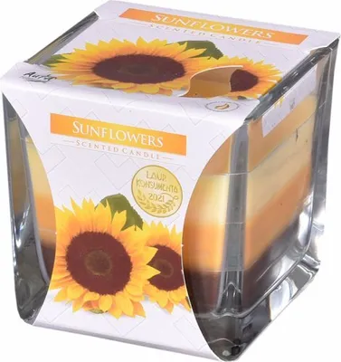 Produktbild von Bispol Duftkerze in dreifarbigem Glas Sonnenblume SNK80-131