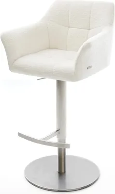 Produktbild von DELIFE Barstuhl Yulo-Flex Bouclé Soft Beige Drehfuß höhenverstellbar Edelstahl Silberfarben