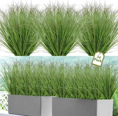 Produktbild von Ibenzoa® Kunstgrasbündel 51 cm – realistisch & UV-beständig, wetterfeste Deko-Grasbüsche, 24 Stück (je 38 Blätter) für Innen und Außen