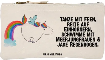 Produktbild von Mr. & Mrs. Panda Kosmetiktasche Einhorn Fliegendes Pferd Größe S Klein - Weiß - Geschenk, Pouch, Glitzer, Schlampermäppchen, Unicorn, Realität, Regenbogen, Federtasche