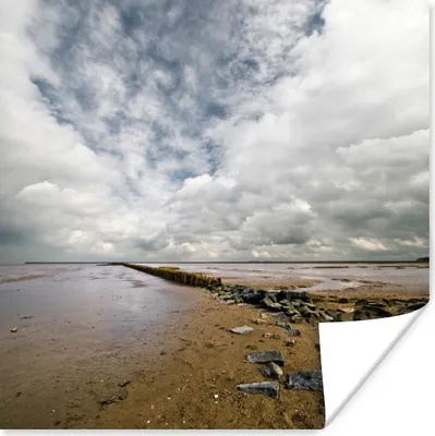 Produktbild von MuchoWow® Poster Stein - Meer - Friesische Inseln 50x50 cm - Wohnzimmerdekoration