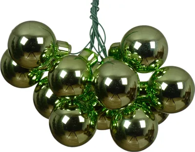 Produktbild von Weihnachtskugeln am Draht 2cm Glas 12 Stück - Grüntee glänzend