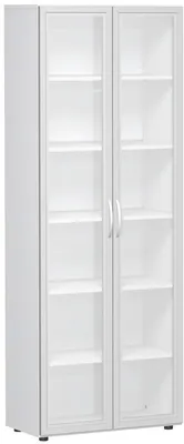 Produktbild von Geramöbel Flügeltürenschrank mit satinierten Glastüren im Holzrahmen, mit Standfüßen, inkl. Türdämpfer, nicht abschließbar, 800x420x2160, Weiß, S-386821-GTW