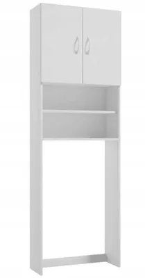 Produktbild von Schrank über der Waschmaschine 64x189x25cm weiß laminiert Badezimmerschrank Katania