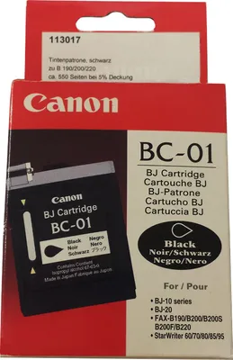 Produktbild von Canon BC-01 Black BubbleJet Printhead Inkjet Cartridge, Schwarz, 500 Blätter