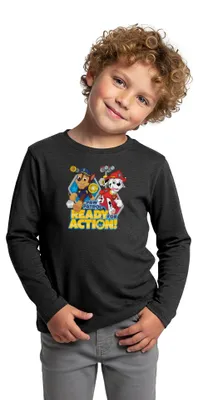 Produktbild von Spreadshirt Paw Patrol Pawfect Teamwork Chase Marshall Kinder Premium Langarmshirt, 98/104 (2 Jahre), Anthrazit meliert