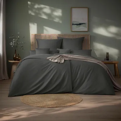 Produktbild von Estella Mako-Satin Uni Bettwäsche Valetta 135x200 cm + 80x80 cm grau