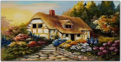 Produktbild von Coloray Bild aus Leinwand 120x60 Leinwand Dekoration - Blumen Baumhüttendorf