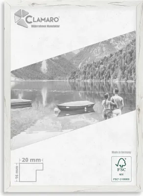 Produktbild von Bilderrahmen Eiche Sanremo Weiß CLAMARO Collage nach Maß  Holz Modern eckig 20mm Breit, Größe:25x15