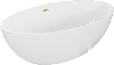 Immagine prodotto di Mexen Nike vasca da bagno autoportante 175 x 100 cm, bianca, troppo pieno oro spazzolato - 54071751000-55