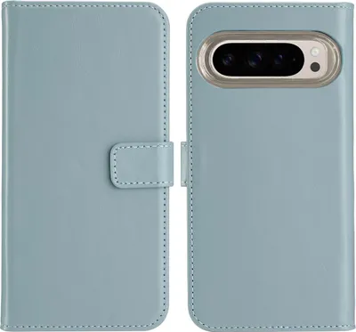 Immagine prodotto di Custodia a libro in vera pelle Selencia Google Pixel 9 / 9 Pro - Azzurro