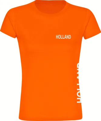 Produktbild von multifanshop Damen T-Shirt - Holland - Brust & Seite, orange-2, Größe XL