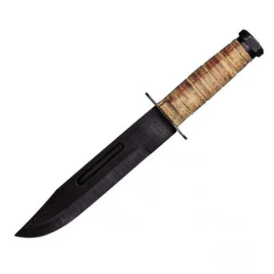 Produktbild von Herbertz Bowiemesser, Klinge 18 cm, brüniert, Ledergriff, Scheide mit Abziehstein