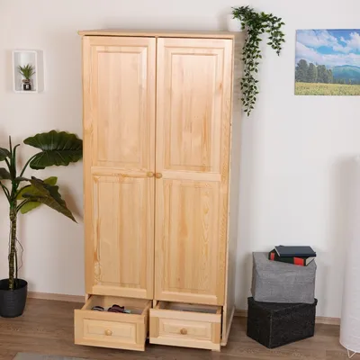 Produktbild von Kleiderschrank Massivholz natur 013 - 190 x 80 x 60 cm (H x B x T)