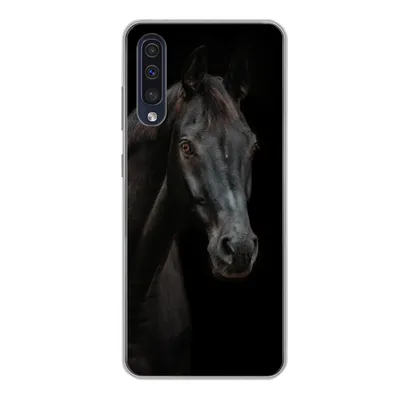Produktbild von MuchoWow® Handyhülle Schutzhülle Hülle für Samsung Galaxy A50 Pferd - Nutztier - Schwarz Silikon Softcase Handy Hülle - Mobiltelefonhülle