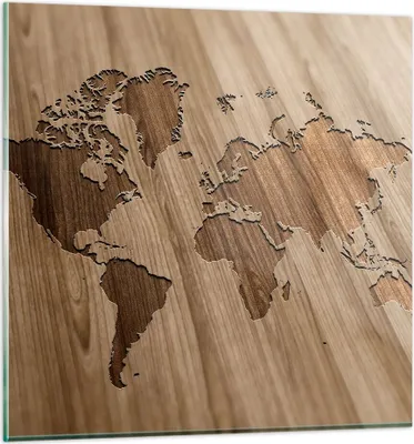 Produktbild von Bilder auf glas - Geographie Globus Karte - 40x40cm - Glasbilder - Wandbilder - Kunstdruck - zum Aufhängen bereit - Wanddekoration aus Glas - Glas Bilder - Wandbild auf Glas - GAC40x40-3042