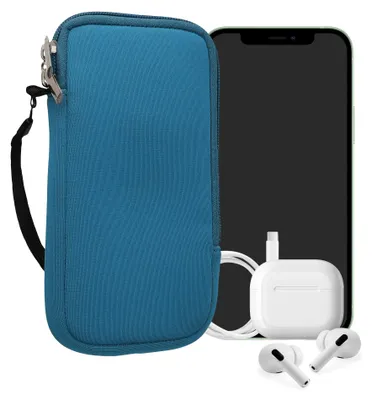 Produktbild von kwmobile Neopren Handytasche für Smartphones XL - 6,7/6,8" - Handy Tasche mit Reißverschluss - Handyhülle universal Kornblumenblau