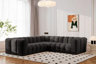 Produktbild von Kaiser Möbel Ecksofa Corner mit Steppung BALOO, Chenille-Stoff Moly, Schwarz