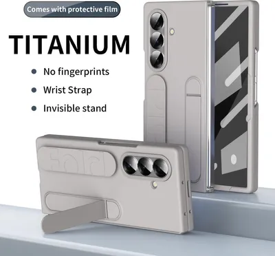 Produktbild von Hülle für Samsung Galaxy Z Fold 7 Schutzhülle mit Armband und Ständer, integriertem Bildschirm Beige