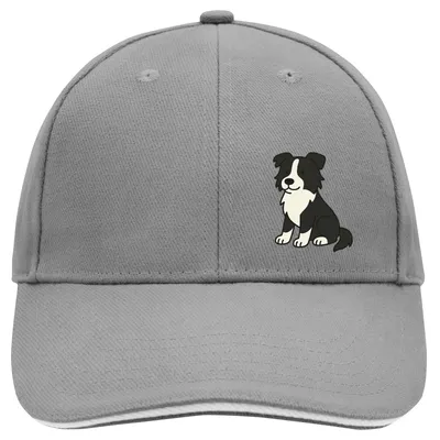 Produktbild von Huuraa Cappy Mütze Border Collie Border Comic Dark Grey/White Baumwolle 6-Panel Kappe Geschenkidee