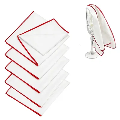 Productafbeelding van Set van 5 Microvezel Polijstdoeken voor Glazen, Wit met Rode Rand