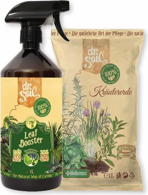 Produktbild von Dr.Soil Pflanzenpflegepaket für die Pflege von Aromapflanzen mit natürlichem Substrat für Aromapflanzen und Biostimulator-Spray für die Blattregeneration