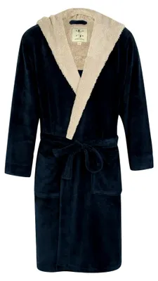 Produktbild von Herren Morgenmantel aus weichem Fleece mit Kapuze in Blau
