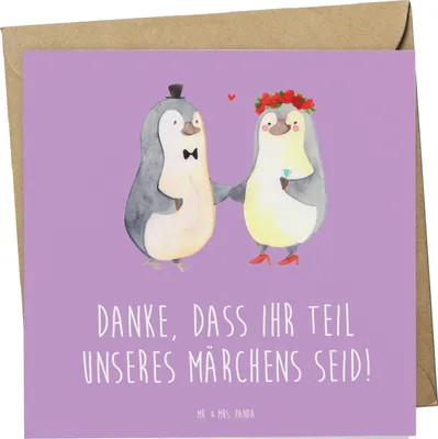 Produktbild von Mr. & Mrs. Panda Klappkarte Gastgeschenke Märchen - Lavendeltraum - Geschenk, Grußkarte, liebevoll handgefertigte Geschenke, faltkarte, Danke, doppelkarte, Heiraten