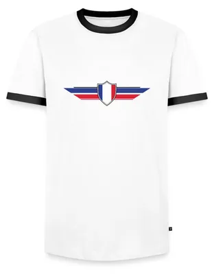 Produktbild von Spreadshirt Frankreich Fußball Fanlook Wappen Männer Kontrast T-Shirt, L, Weiß/Schwarz