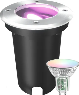 Produktbild von Ledvion LED-Bodenstrahler, Außenbereich, IP67, 4,9W, 230V, 345 Lumen, GU10, RGB, dimmbar, rund