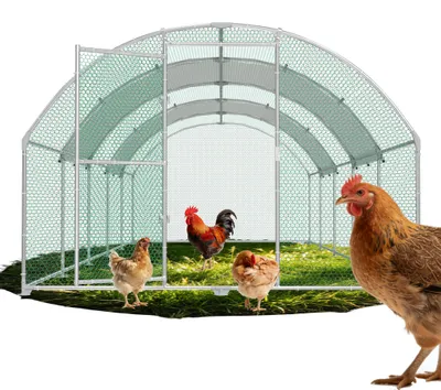 Obrázek produktu pro YARDIN, multifunkční kuřecí výběh, 3x10 metrů, ocelová konstrukce, odolný vůči UV záření, snadná montáž, vhodný pro zahradu i farmu