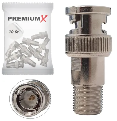 Produktbild von 10x PremiumX F-Adapter F-Buchse - BNC-Stecker