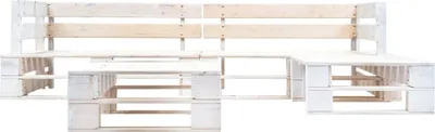 Image de vidaXL Ensemble de canapés de jardin en palettes 4 pièces, bois blanc