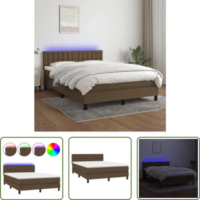 Produktbild von The Living Store Boxspringbett mit Matratze & LED Dunkelbraun 140x200 cm Stoff