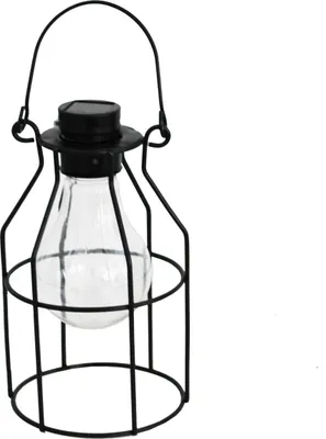 Produktbild von LED Solar Hängeleuchte rund - Laterne - 3 warmweiße LED - H: 15cm - Dämmerungssensor - schwarz
