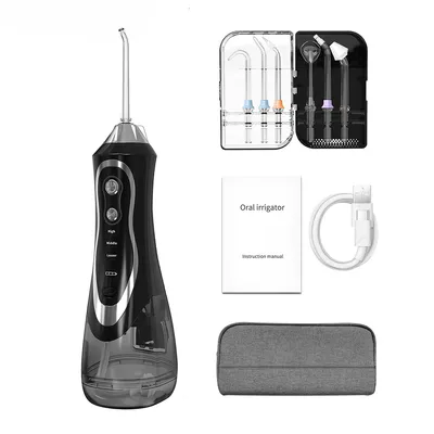 Produktbild von Elektrische Munddusche mit 4 Düsen, IPX7 Flosser Oral irrigato 300 ml Wassertank, UV Sterilisation,4 Modi Zahnreiniger